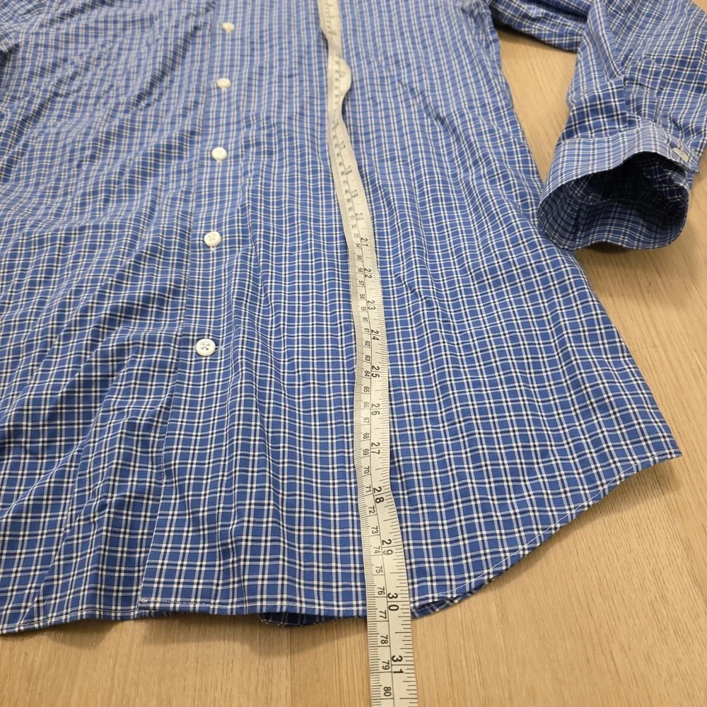 Banana Republic Blue White Gingham Cotton Stretch Grant Slim Fit Button Up Sz M